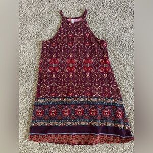 Xhilaration Burgundy Floral Halter Casual Dress